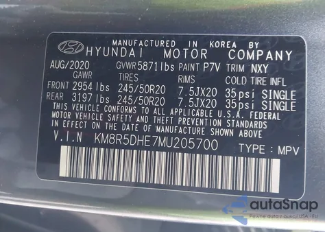 2021 Hyundai Palisade Limited z USA, uszkodzony, nr VIN KM8R5DHE7MU205700